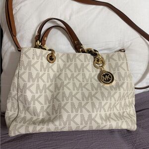Michael Kors Beige and Brown Shoulder Bag